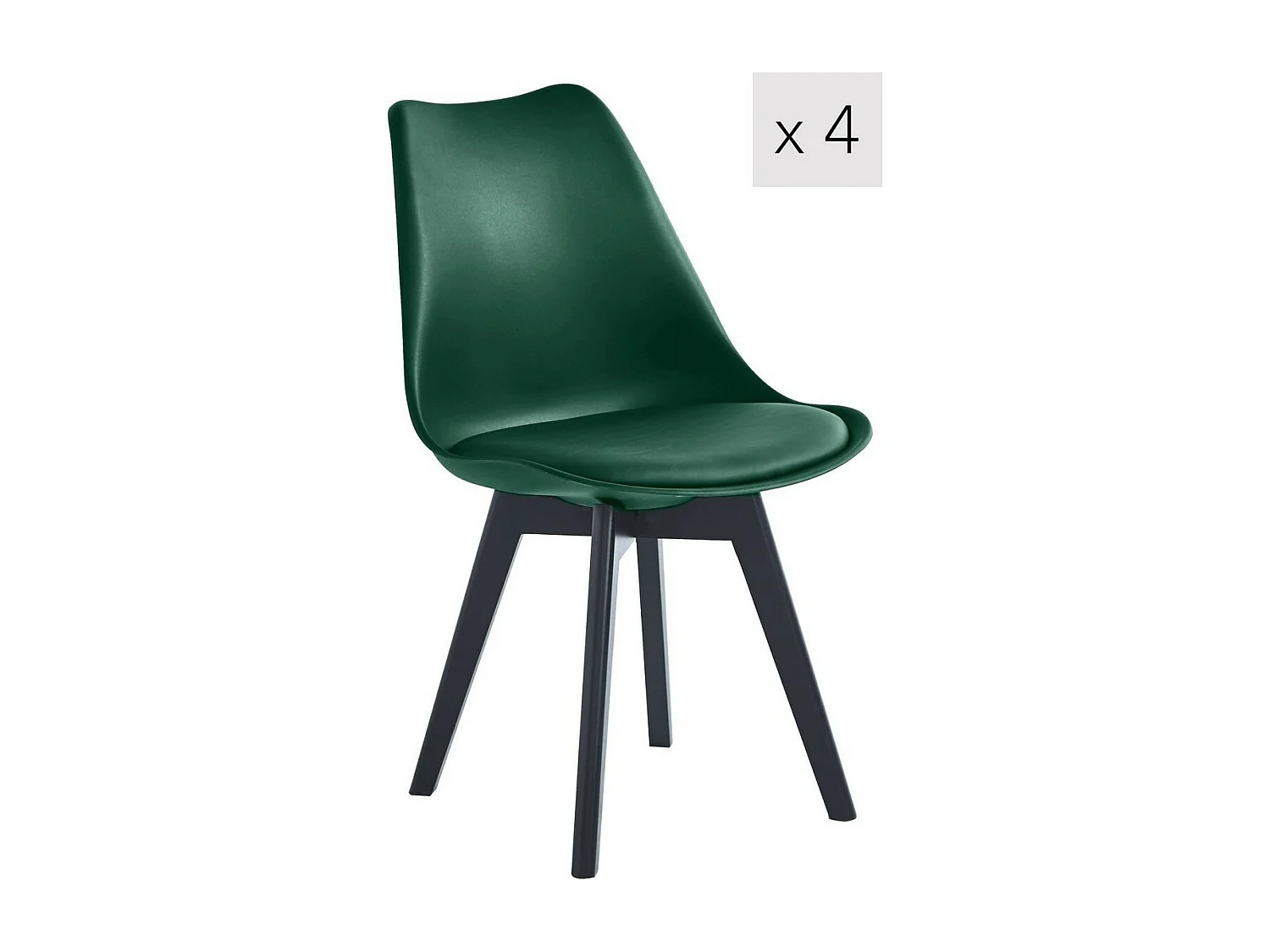 Lot de 4 chaises scandinaves en bois et polypropylène vert menthe