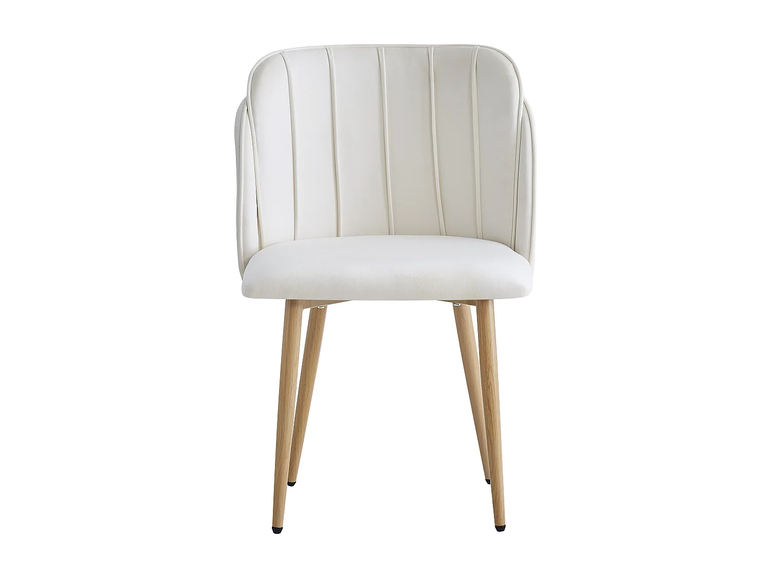 Lot de 2 chaises en métal effet bois et tissu beige