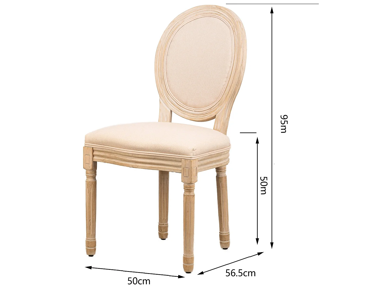 Lot de 2 chaises en bois avec assise en tissu beige