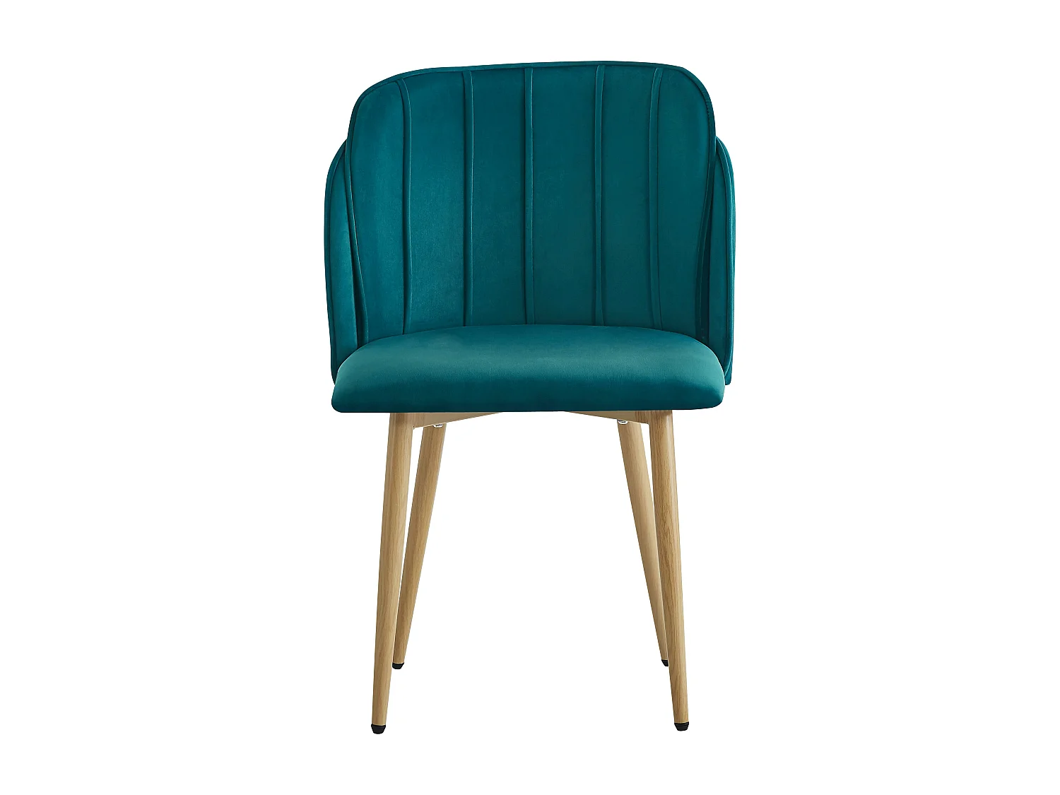 Lot de 2 chaises en métal effet bois et tissu bleu canard