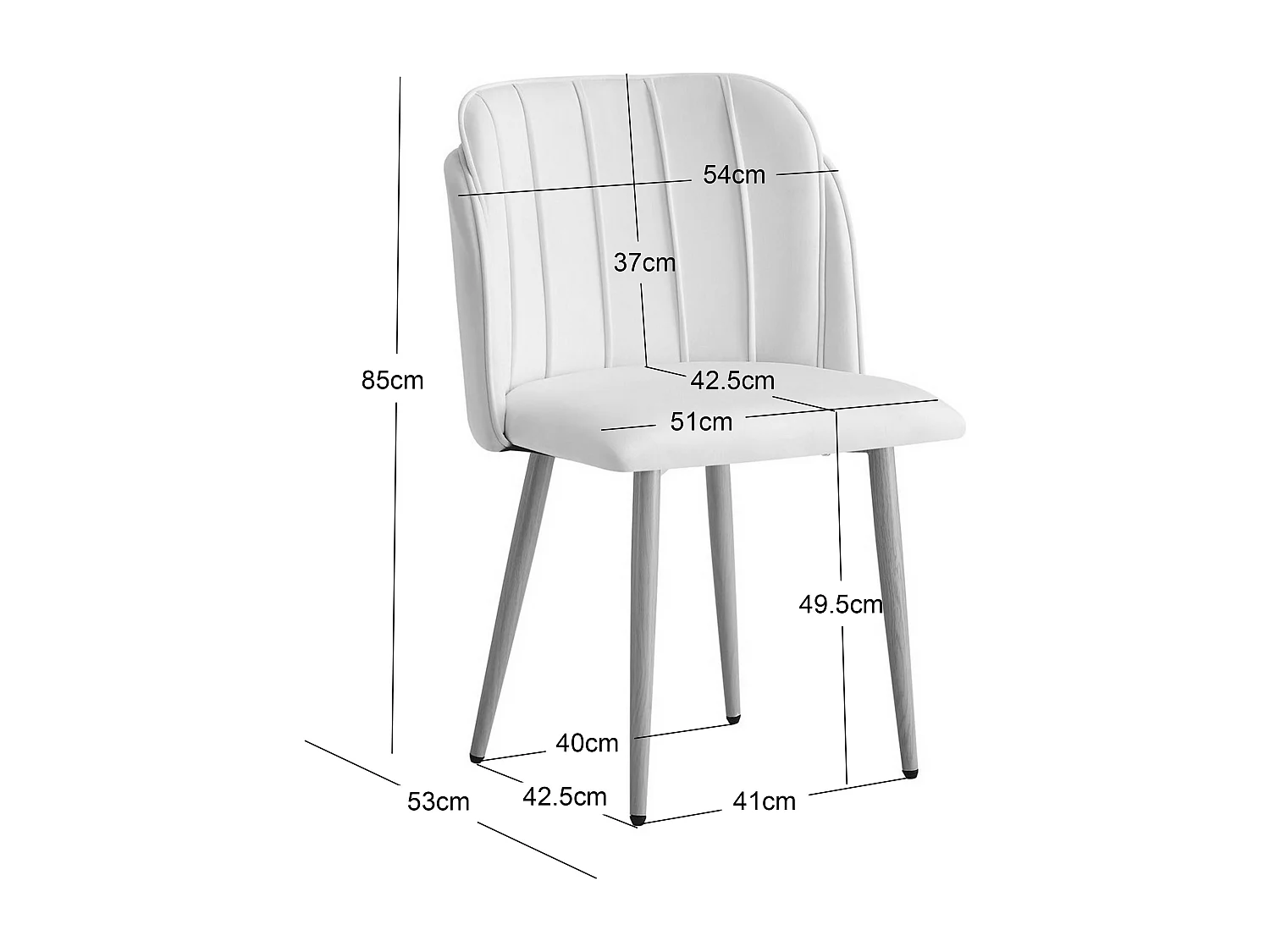 Lot de 2 chaises en métal effet bois et tissu bleu canard