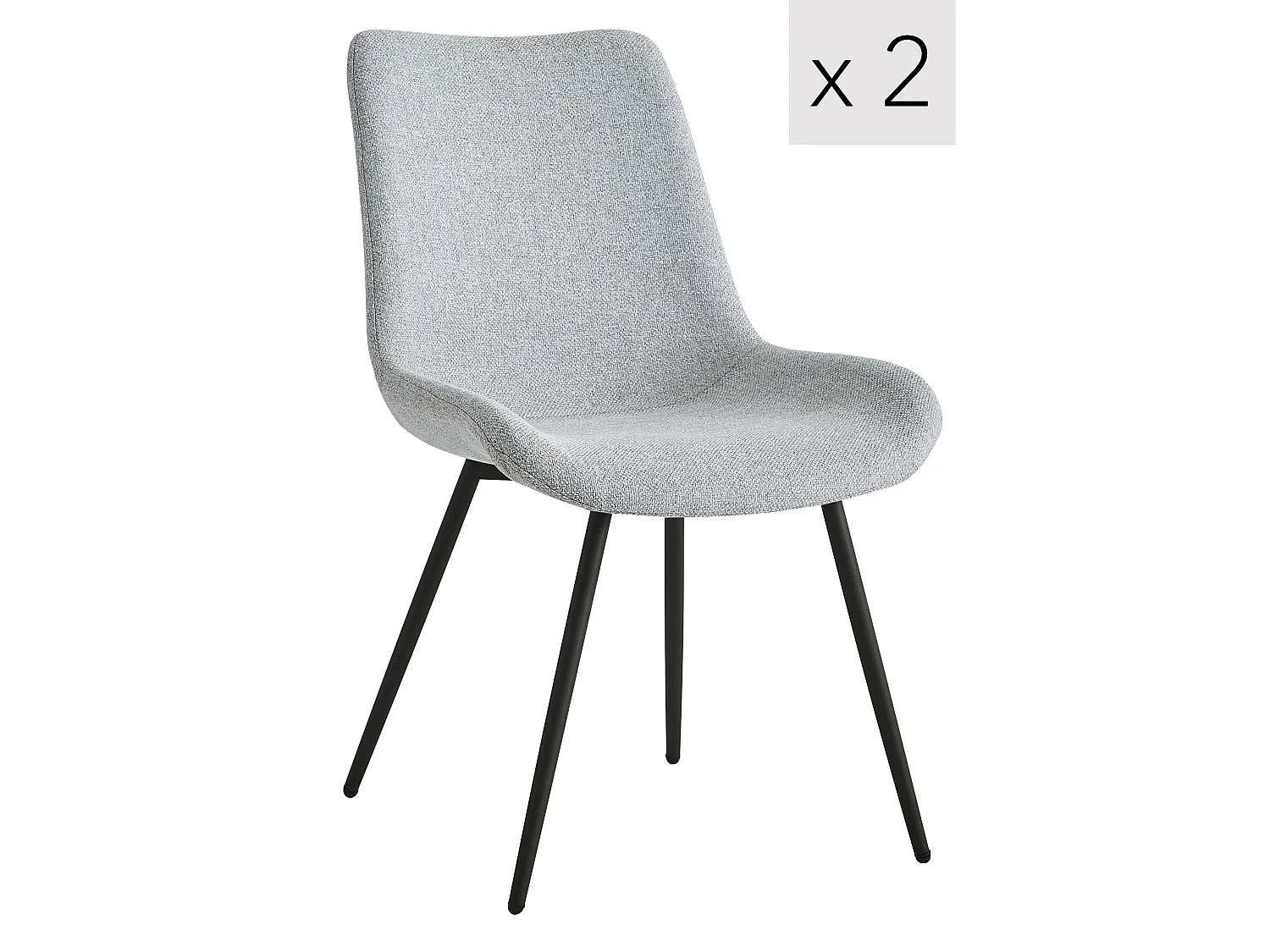 Lot de 2 chaises en métal et tissu gris