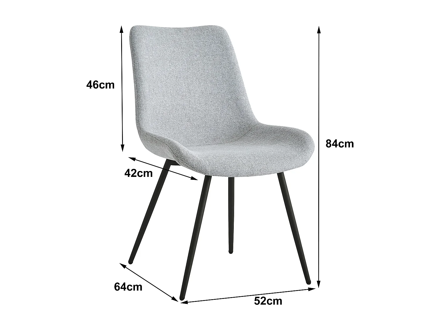 Lot de 2 chaises en métal et tissu gris