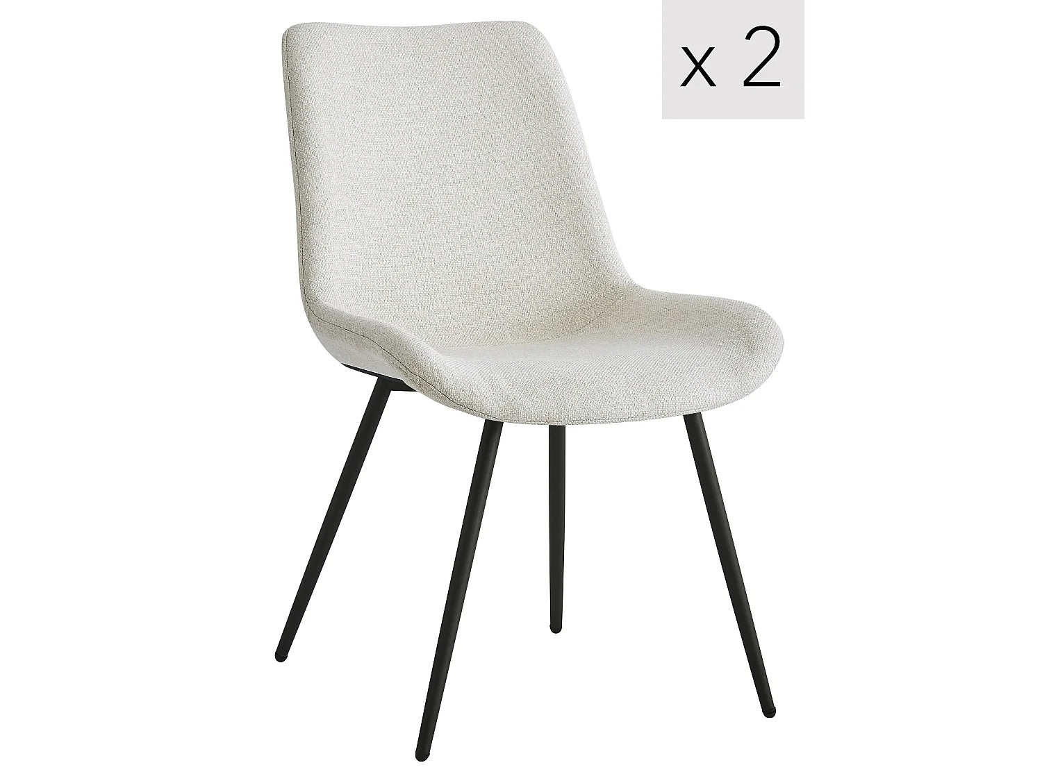 Lot de 2 chaises en métal et tissu beige