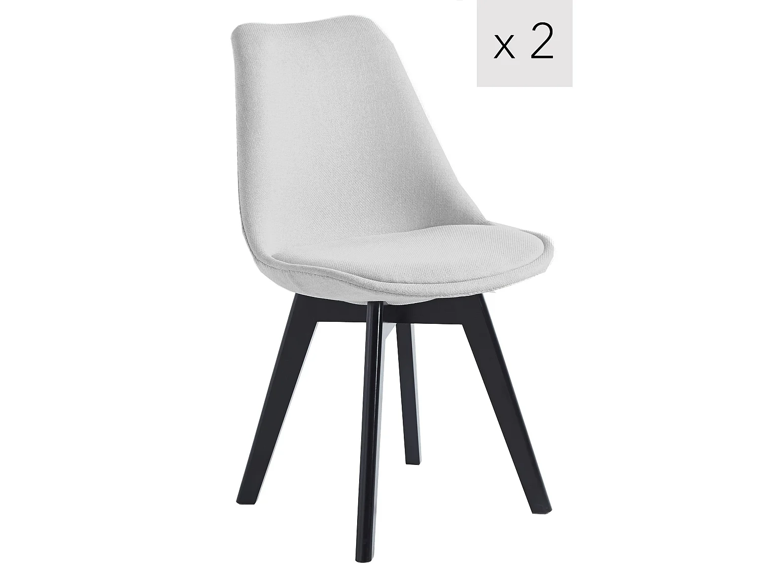 Lot 2 chaises scandinaves en bois et tissu gris