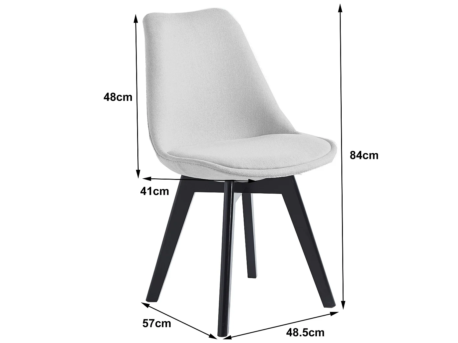 Lot 2 chaises scandinaves en bois et tissu gris