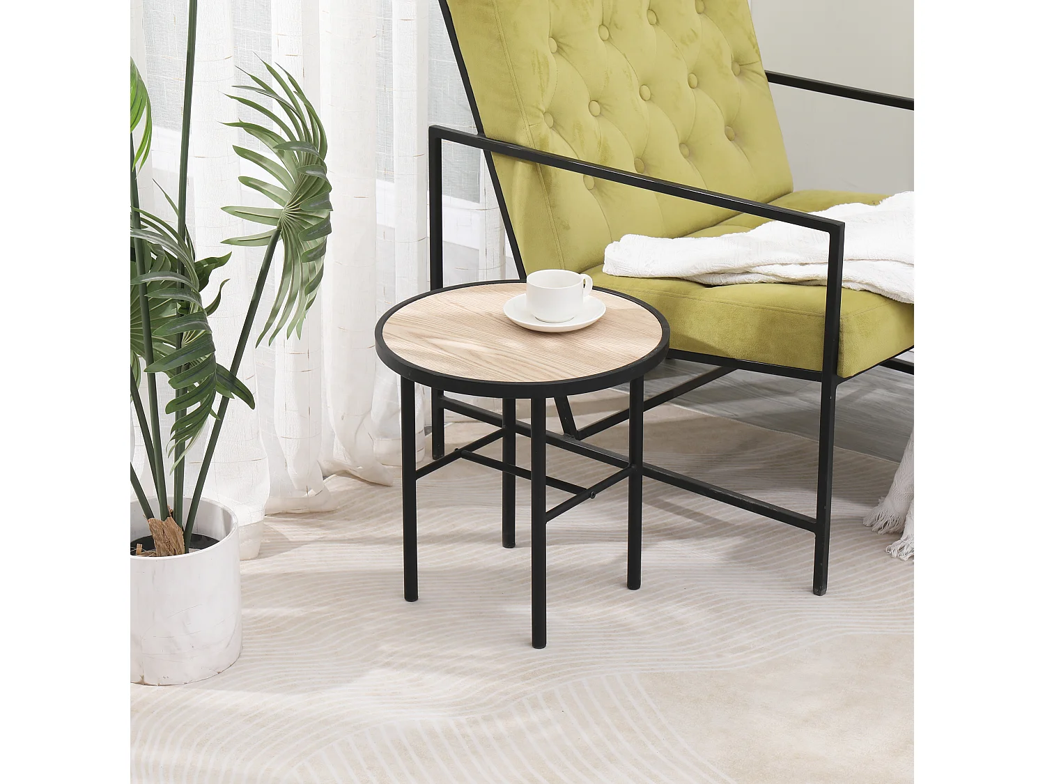 Table d'appoint en métal et bois