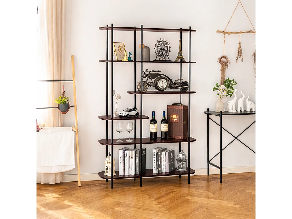 Etagère style moderne en métal et bois noir