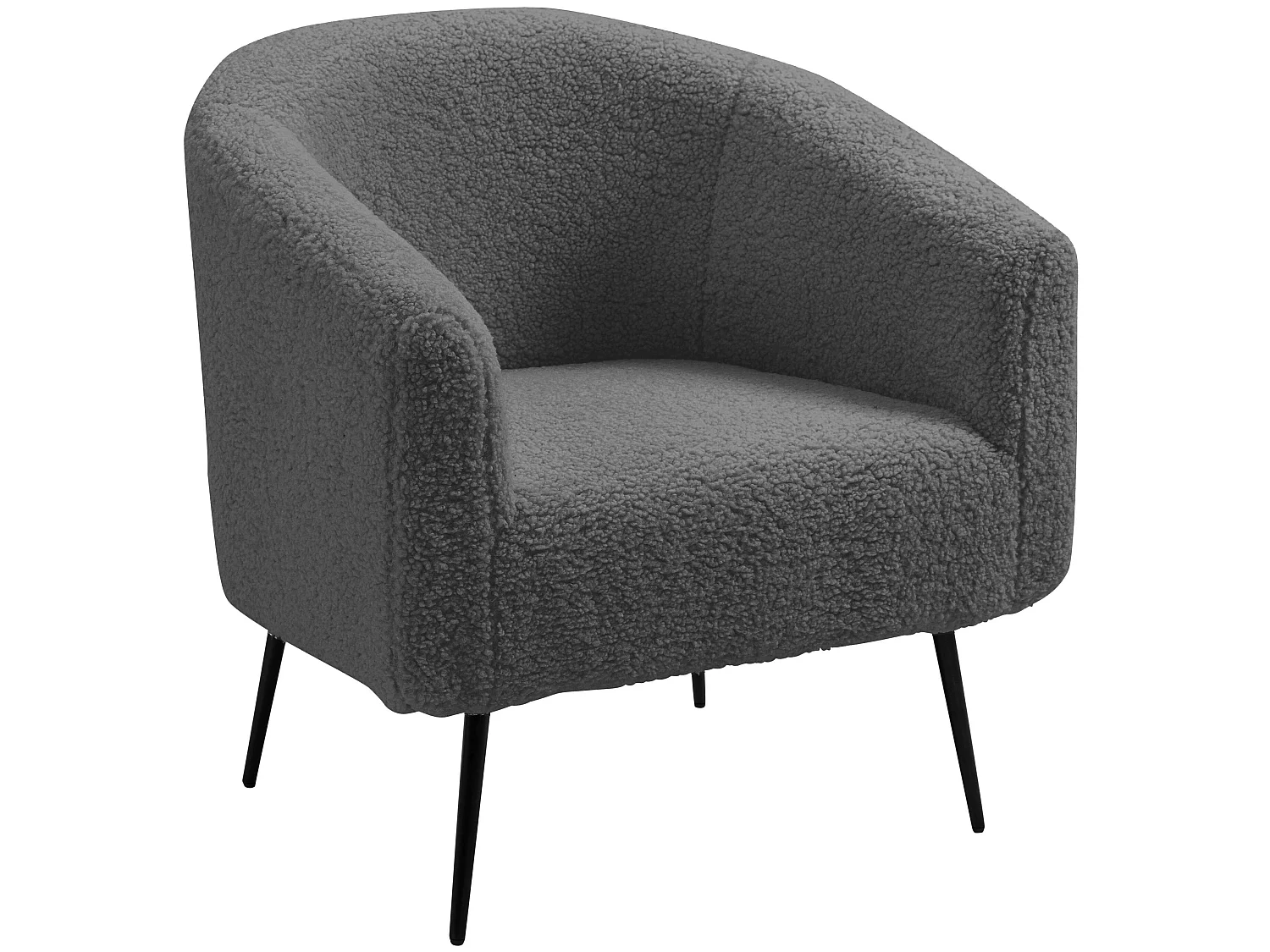 Fauteuil de salon en métal et bouclettes grises