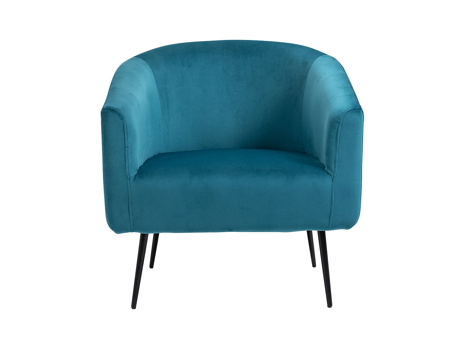 Fauteuil de salon en métal et velours bleu canard