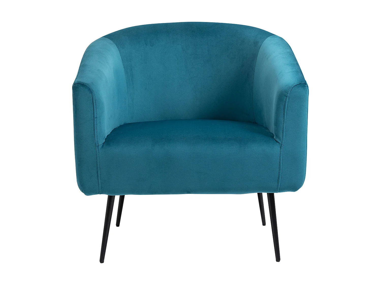 Fauteuil de salon en métal et velours bleu canard