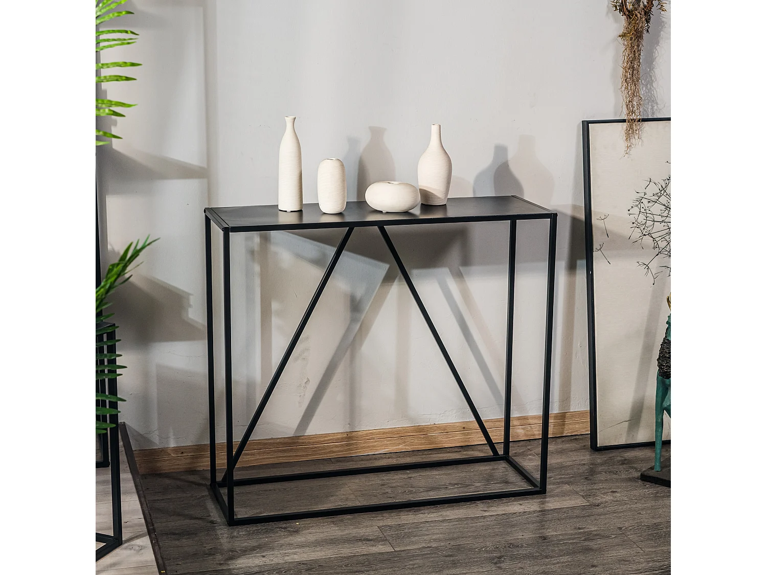 Console style industriel en métal noir