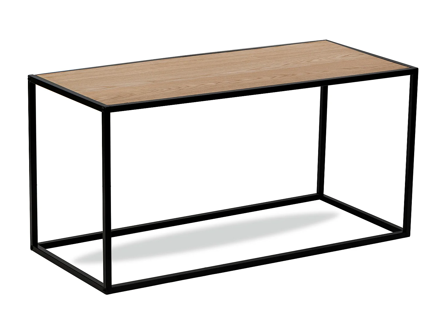 Table basse industrielle en bois et métal noir