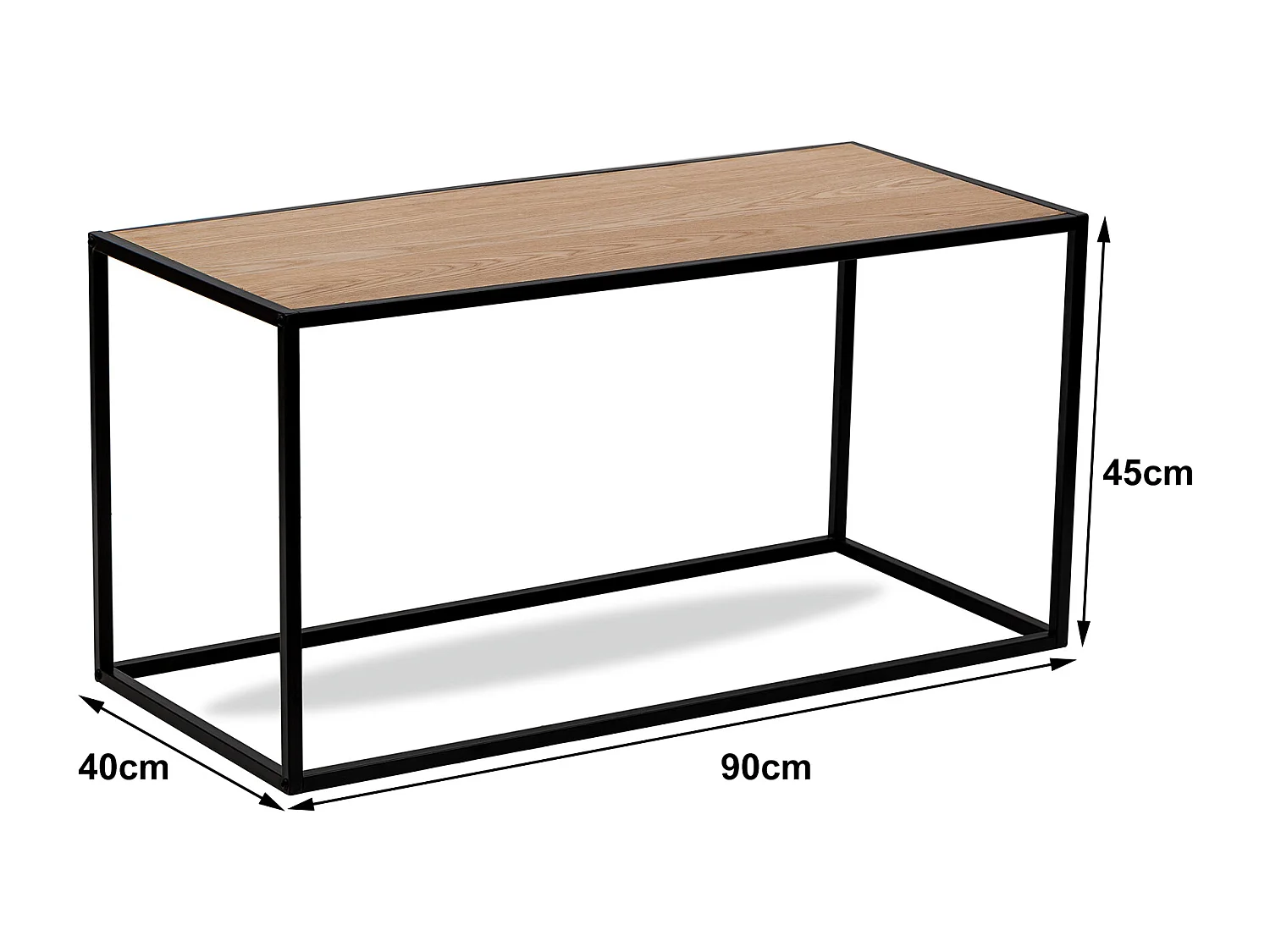 Table basse industrielle en bois et métal noir