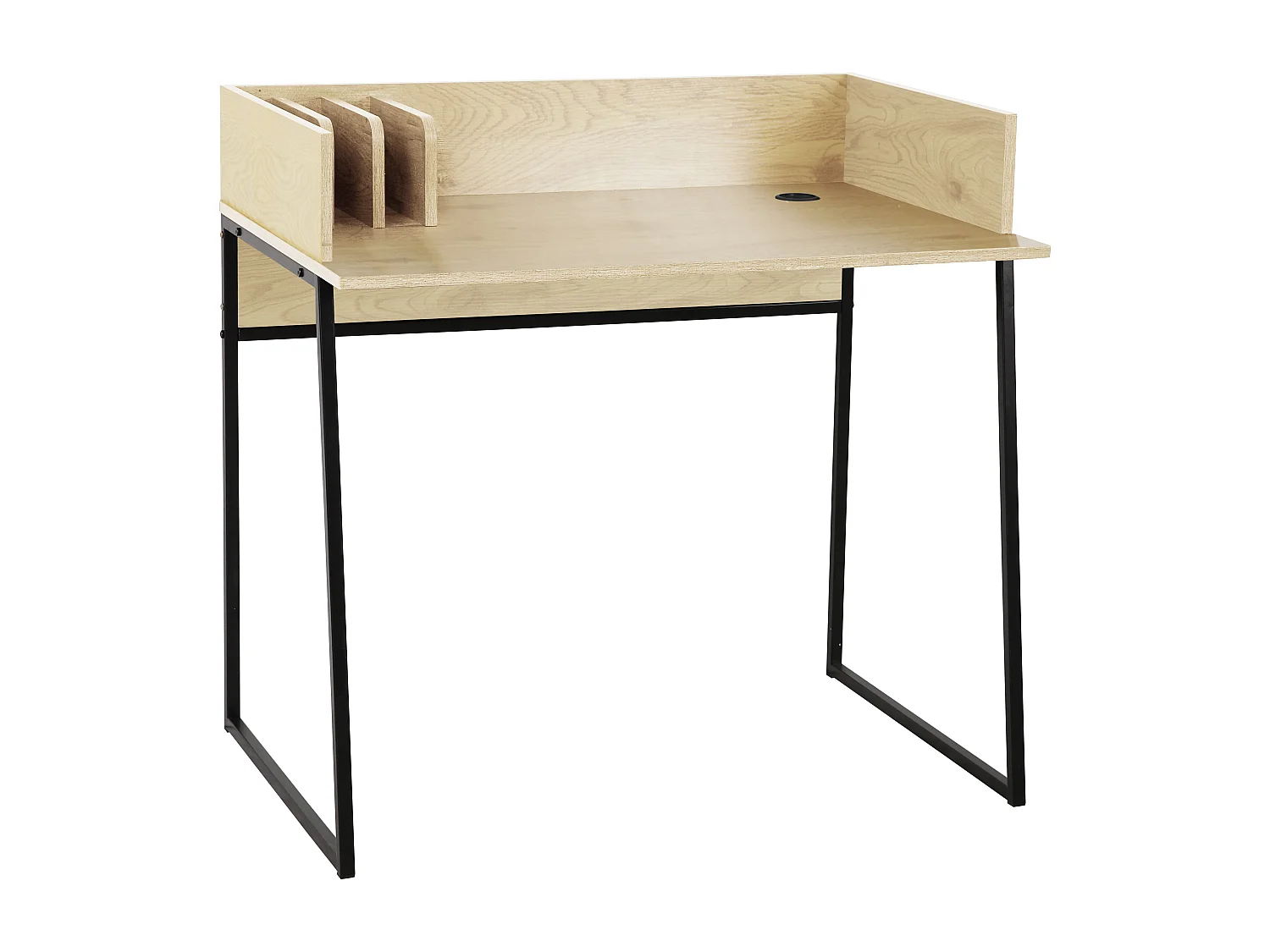 Bureau en métal et bois crème