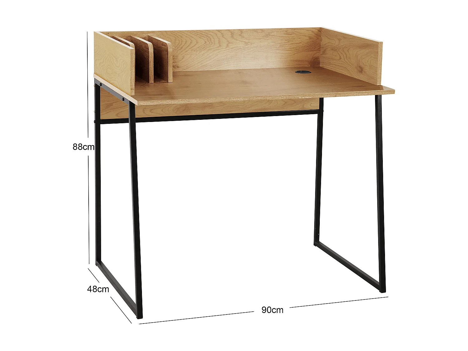 Bureau en métal et bois crème