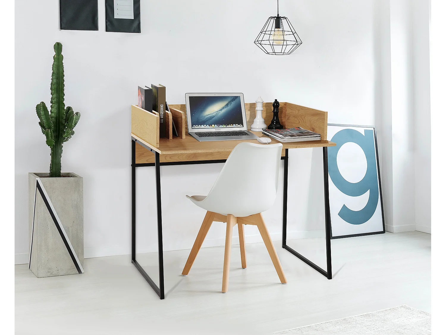 Bureau en métal et bois coloris naturel