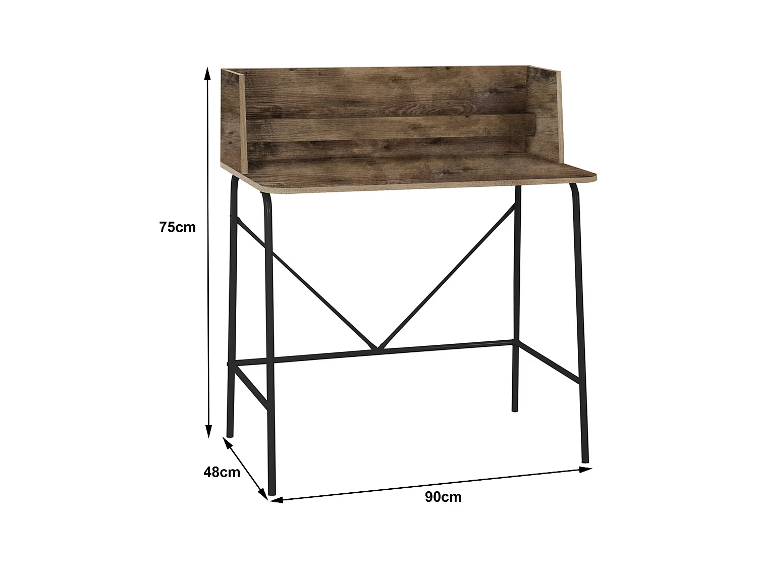 Bureau en métal et bois marron