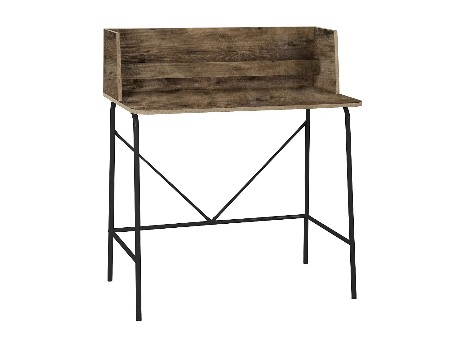 Bureau en métal et bois marron