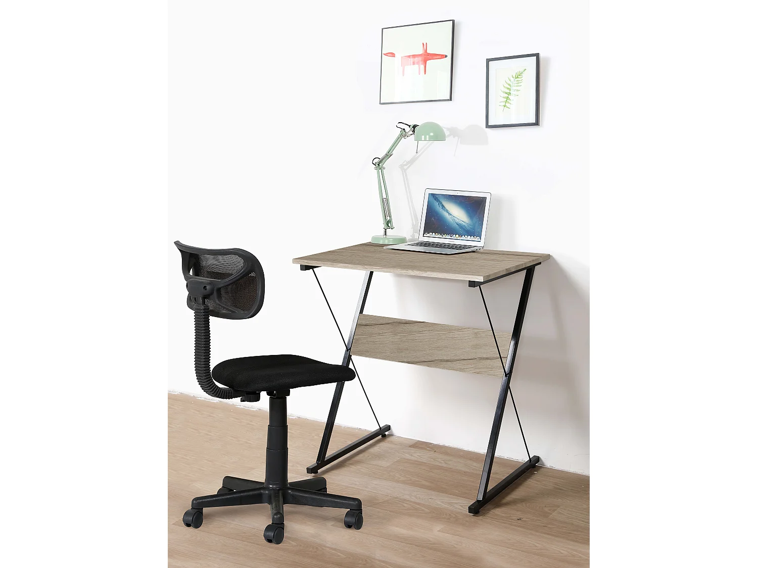 Bureau en métal et bois marron