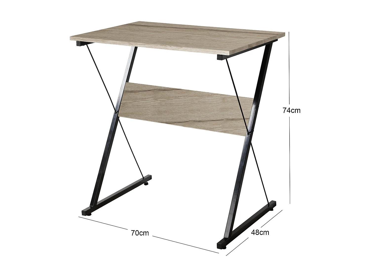 Bureau en métal et bois marron