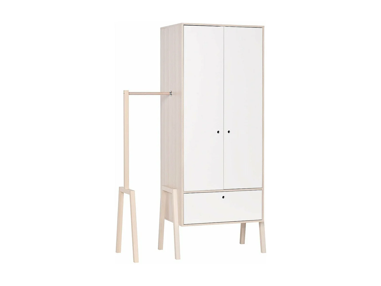 Armoire 2 portes 1 tiroir avec penderie et 1 porte manteau - SPOT