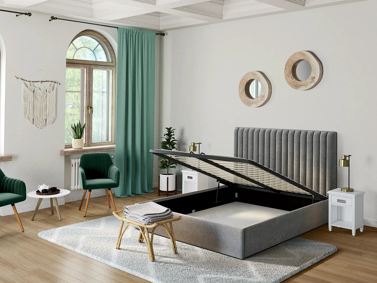 Set van 2 stoelen met armleuning - Fluweel en metaal met houteffect - Donkergroen - ELANA