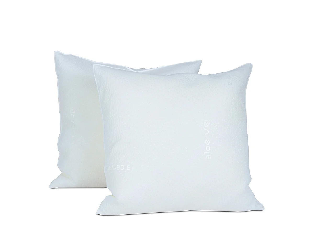 Lot de 4 oreillers ergonomiques Flocons 60x60 cm - Mémoire de forme - 20 cm - Blanc
