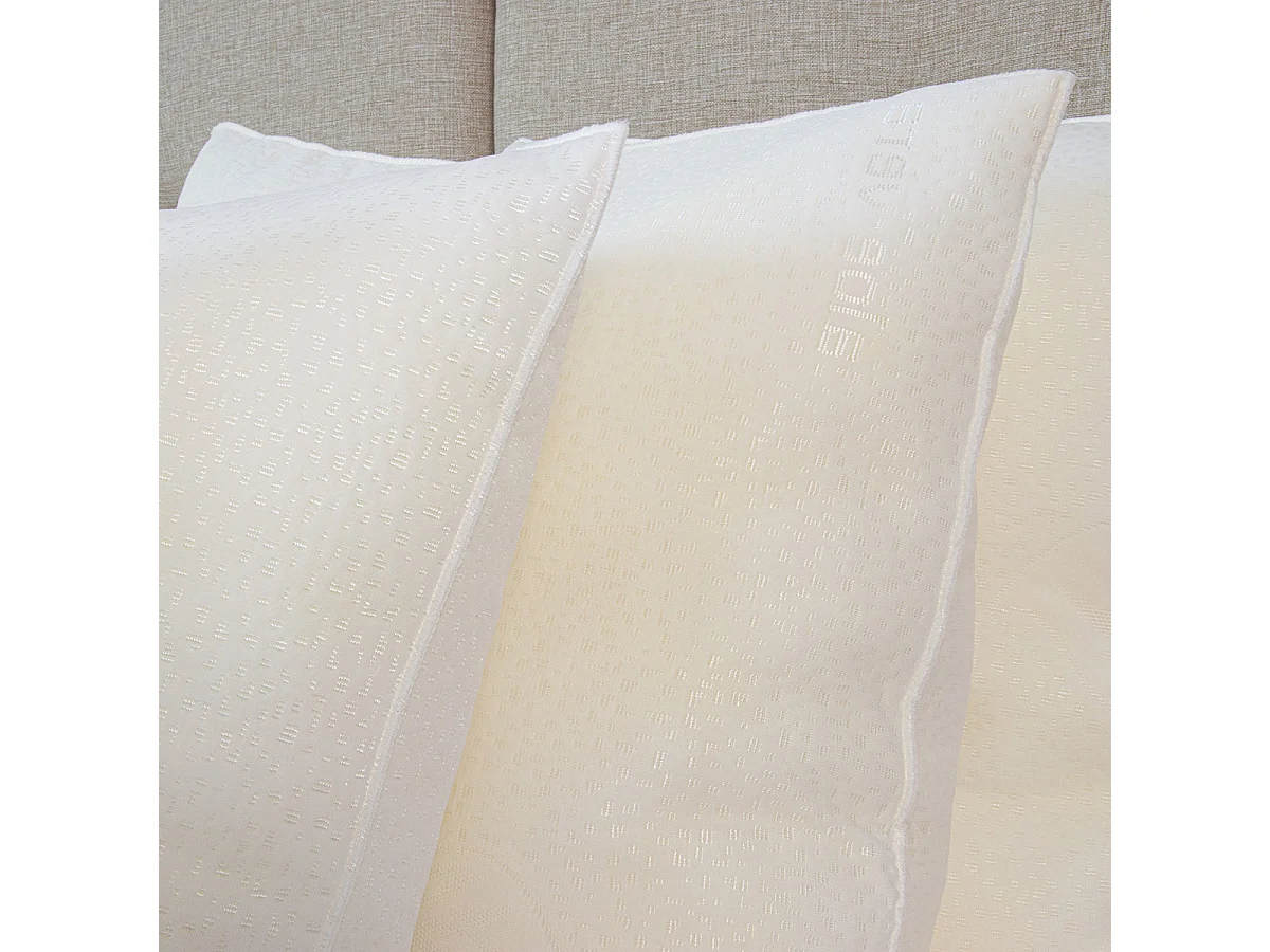 Lot de 2 oreillers ergonomiques Flocons 60x60 cm - Mémoire de forme - 20 cm - Blanc