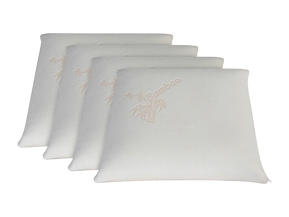 OLYMPE LITERIE | Lot de 4 oreillers 60x60 cm BAMBOO | Mousse avec mémoire de forme