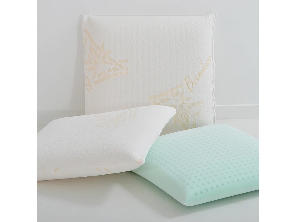 OLYMPE LITERIE | Lot de 4 oreillers 60x60 cm BAMBOO | Mousse avec mémoire de forme