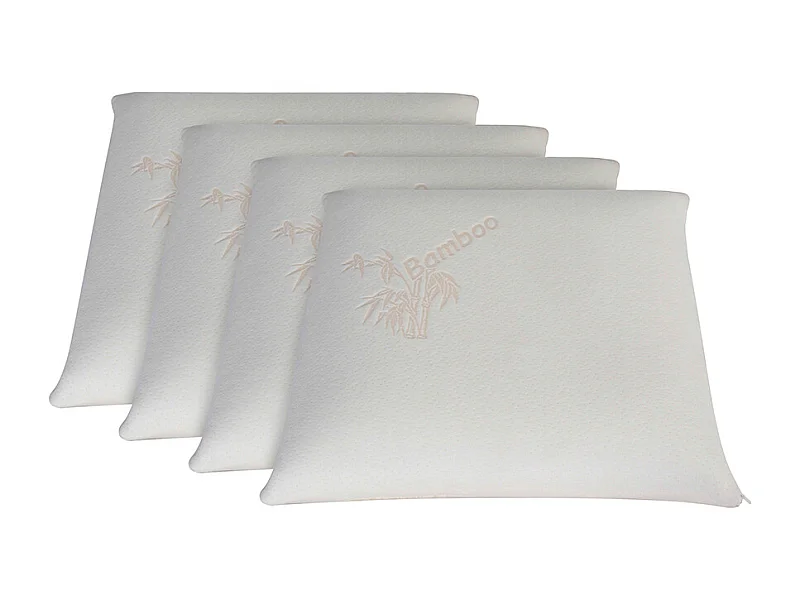 OLYMPE LITERIE | Lot de 4 oreillers 60x60 cm BAMBOO | Mousse avec mémoire de forme