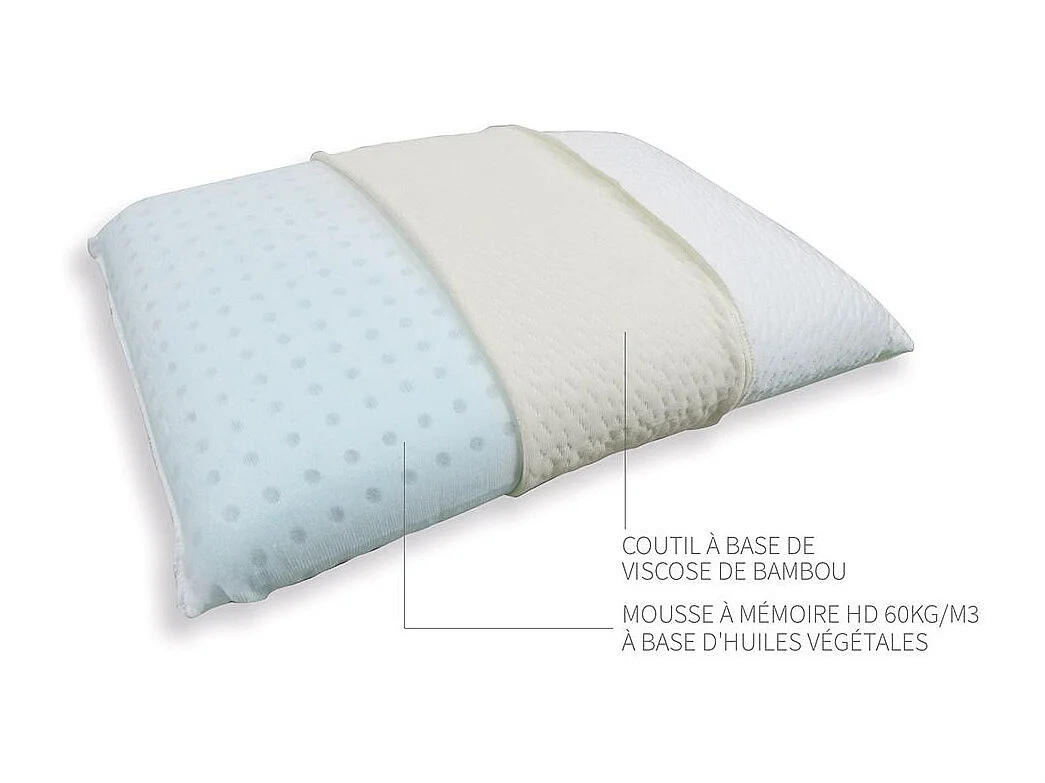 Oreiller 60x60 à mémoire de forme Bio Airy - Lot de 2