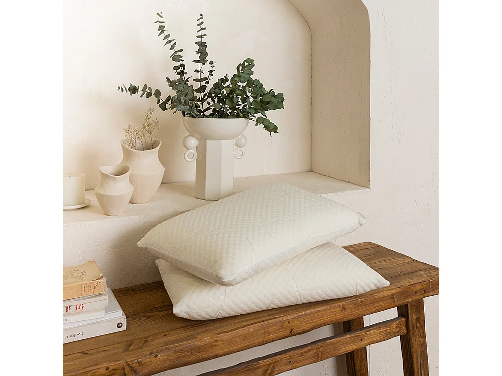 OLYMPE LITERIE | Lot de 2 oreillers 40x60 cm SERENITE | Mousse avec Mémoire de forme