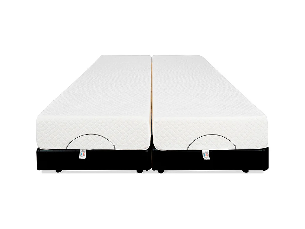BELLECOUR LITERIE | Ensemble Duo BODYSOFT 2x80x190 cm | Sommiers électriques + Matelas Mémoire de forme
