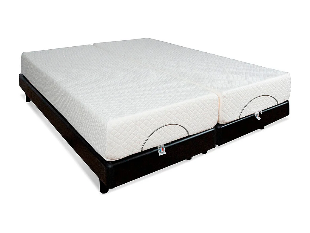 BELLECOUR LITERIE | Ensemble Duo BODYSOFT 2x80x200 cm | Sommiers électriques + Matelas Mémoire de forme