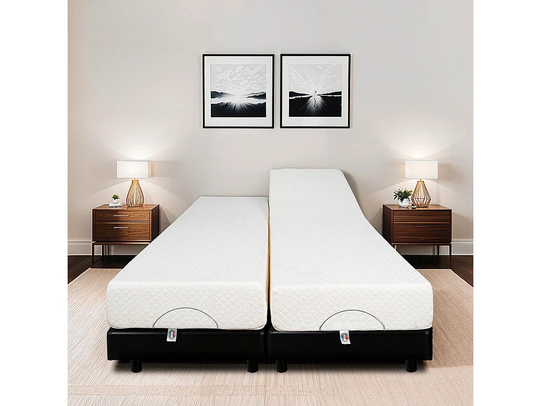 Ensemble Duo relaxation Bodysoft - 2 matelas mémoire de forme + 2 sommiers électriques - 2x80x200 cm