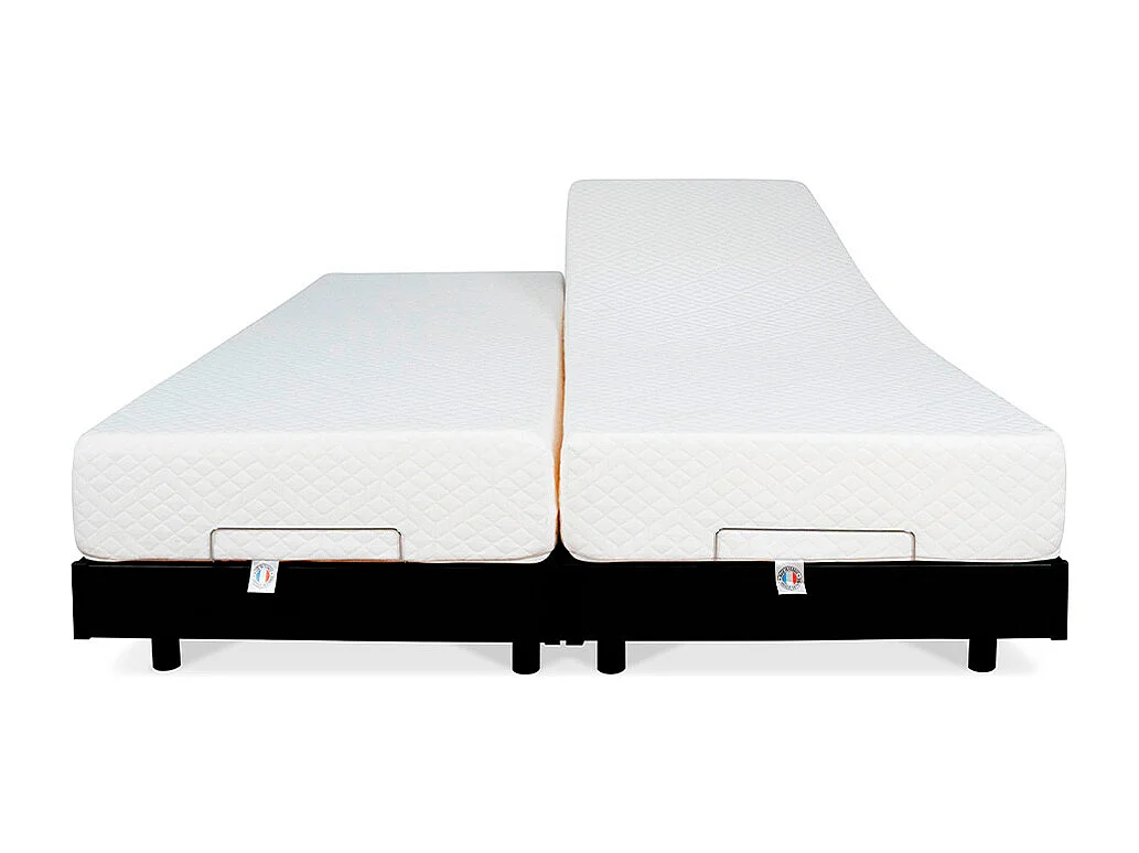 BELLECOUR LITERIE | Ensemble Duo FLEX 2x90x200 cm | Sommiers électriques + Matelas Mémoire de forme