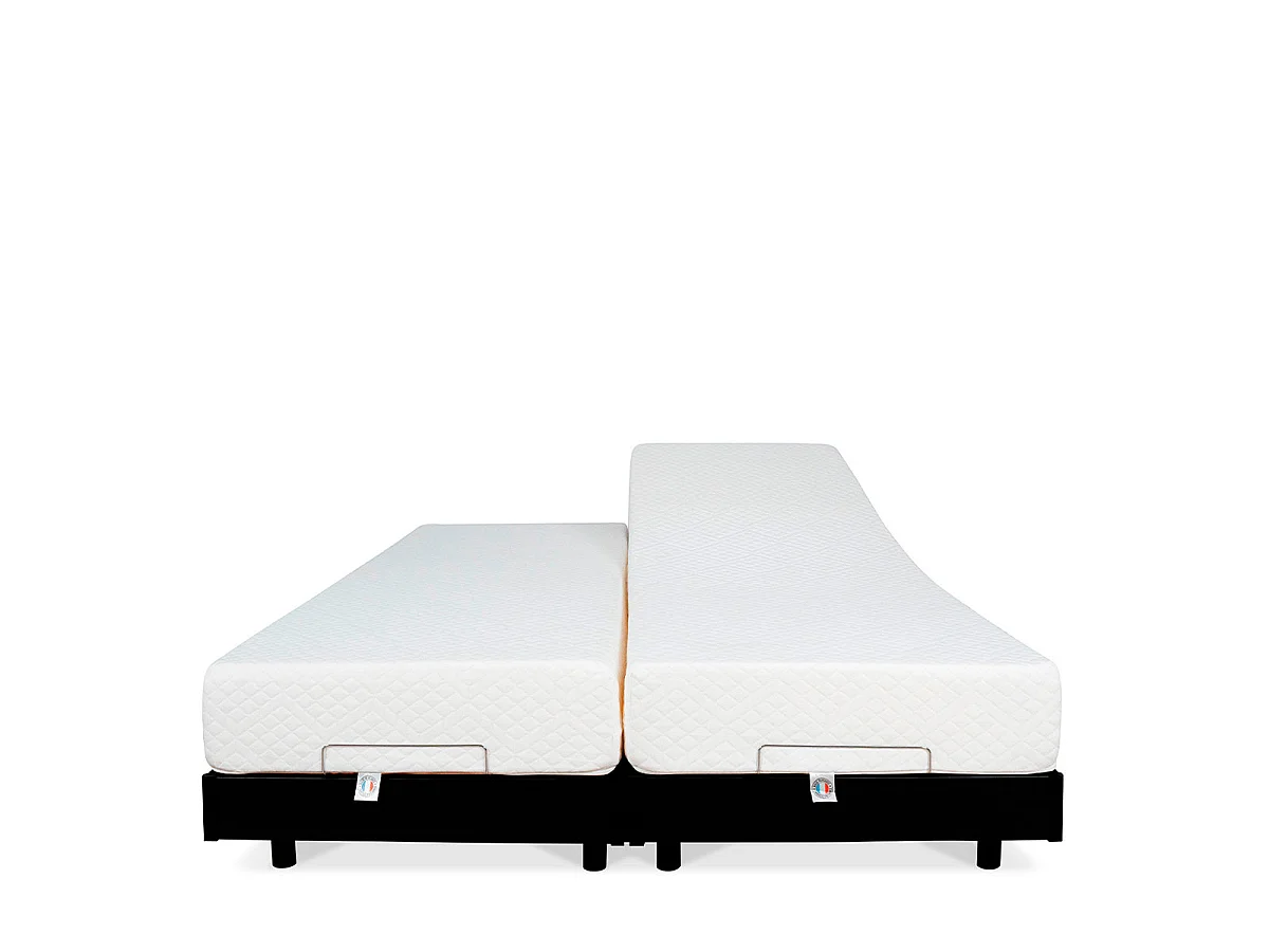 Ensemble Duo relaxation Flex - 2 matelas mémoire de forme + 2 sommiers électriques - 2x90x200 cm