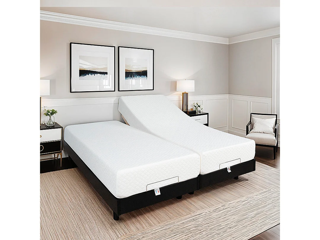 Ensemble Duo relaxation Flex - 2 matelas mémoire de forme + 2 sommiers électriques - 2x90x200 cm