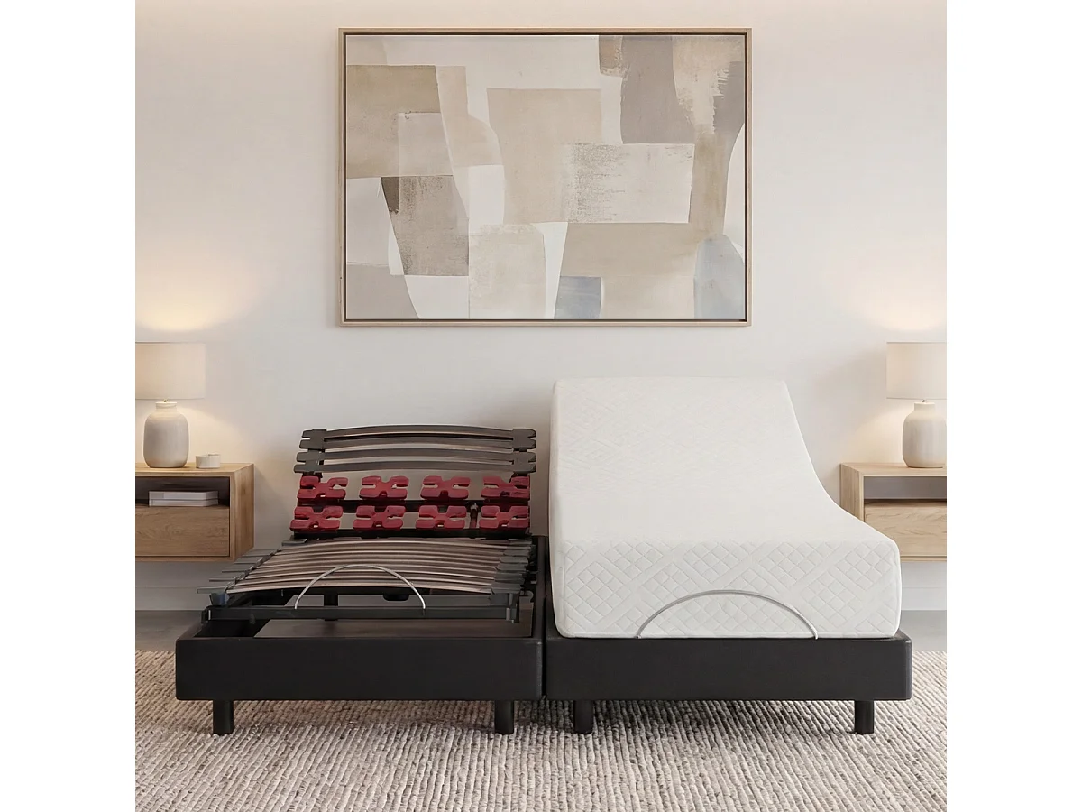 Ensemble Duo relaxation Bodysoft - 2 matelas mémoire de forme + 2 sommiers électriques - 2x90x200 cm