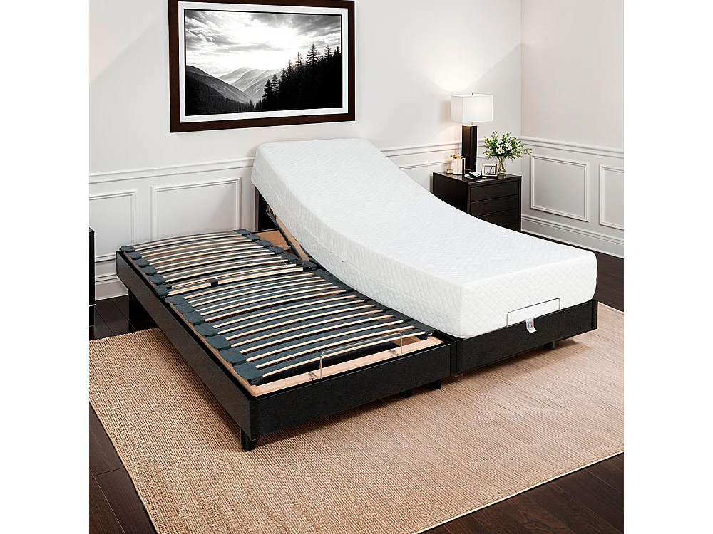 BELLECOUR LITERIE | Ensemble Duo FLEX 2x80x200 cm | Sommiers électriques + Matelas Mémoire de forme