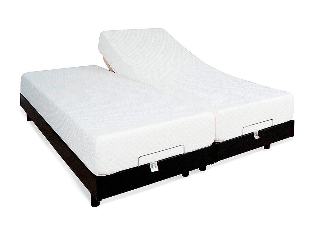 BELLECOUR LITERIE | Ensemble Duo FLEX 2x80x200 cm | Sommiers électriques + Matelas Mémoire de forme