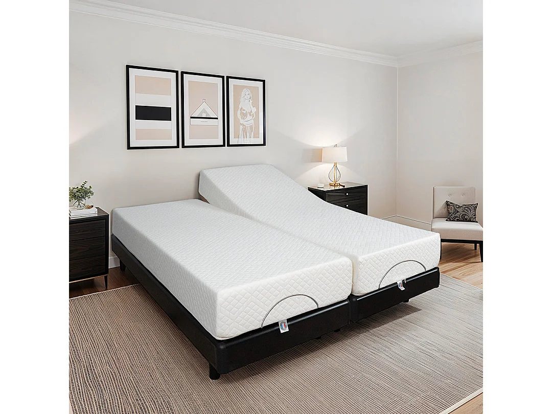 Ensemble Duo Matelas Mousse Accueil Mémoire de forme + Sommiers électriques SuperFlex 12x80x200 cm