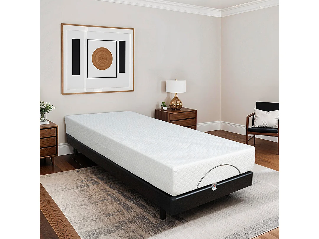 Ensemble Duo Matelas Mousse Accueil Mémoire de forme + Sommiers électriques SuperFlex 12x80x200 cm