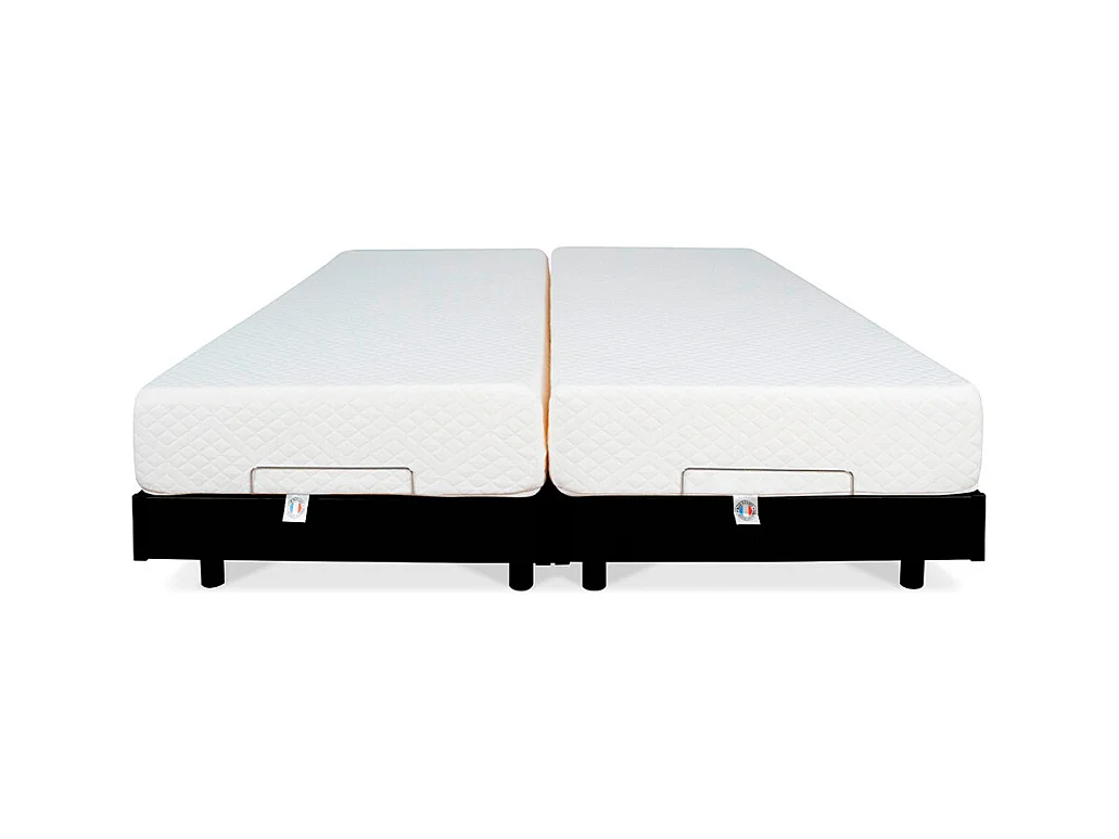 BELLECOUR LITERIE | Ensemble Duo FLEX 2x80x190 cm | Sommiers électriques + Matelas Mémoire de forme
