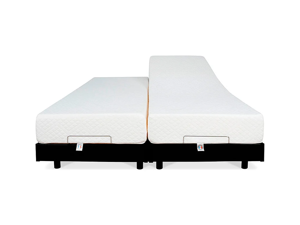 BELLECOUR LITERIE | Ensemble Duo FLEX 2x80x190 cm | Sommiers électriques + Matelas Mémoire de forme