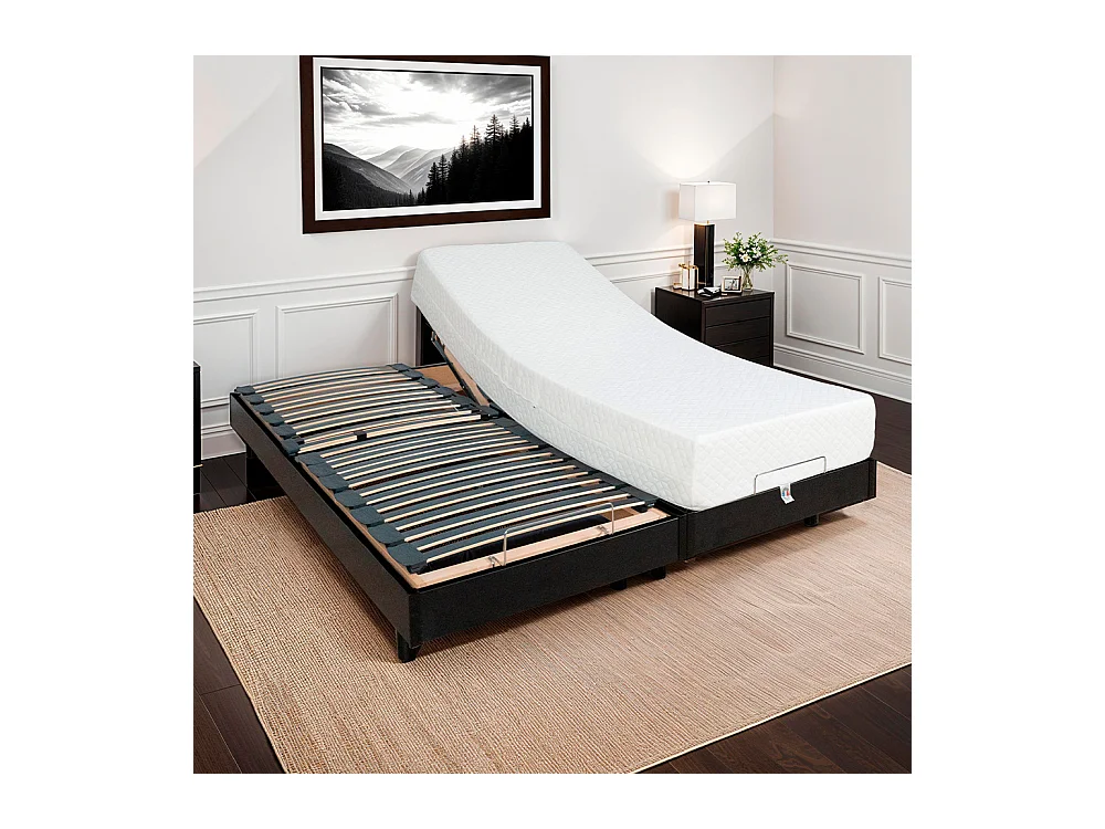 BELLECOUR LITERIE | Ensemble Duo FLEX 2x80x190 cm | Sommiers électriques + Matelas Mémoire de forme