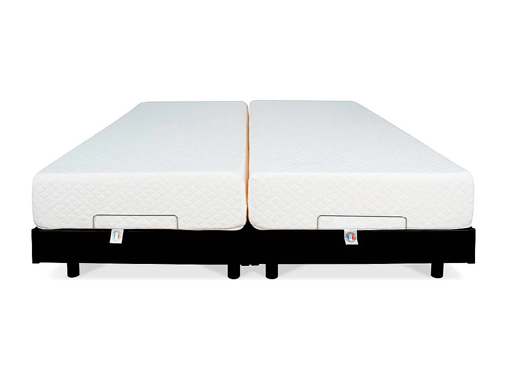 BELLECOUR LITERIE | Ensemble Duo FLEX 2x70x190 cm | Sommiers électriques + Matelas Mémoire de forme
