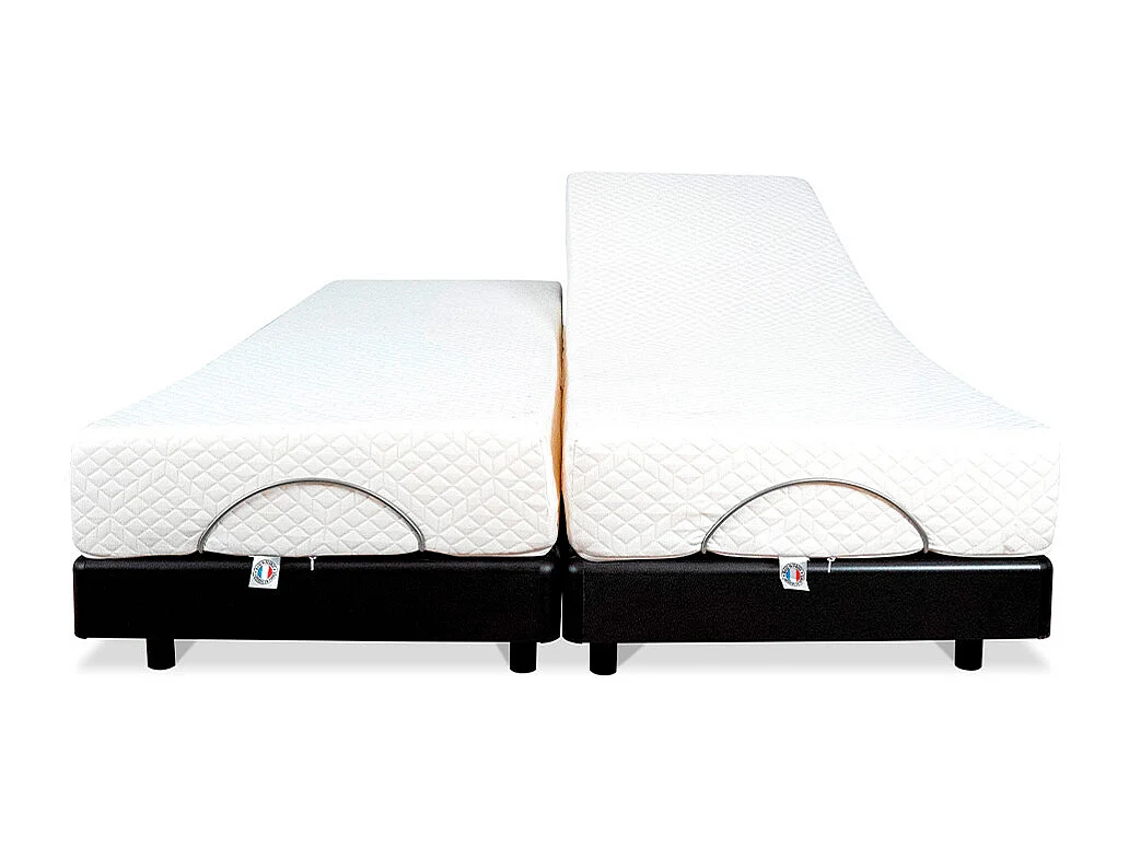 BELLECOUR LITERIE | Ensemble Duo SUPERFLEX 2x80x190 cm | Sommiers électriques + Matelas Mémoire de forme